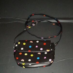 Chic Black Crossbody Bag with Colorful Accents